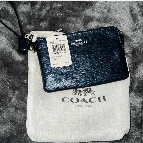 BRAND NEW COACH blue metallic wristlet (NWT) - Picture 7 of 9